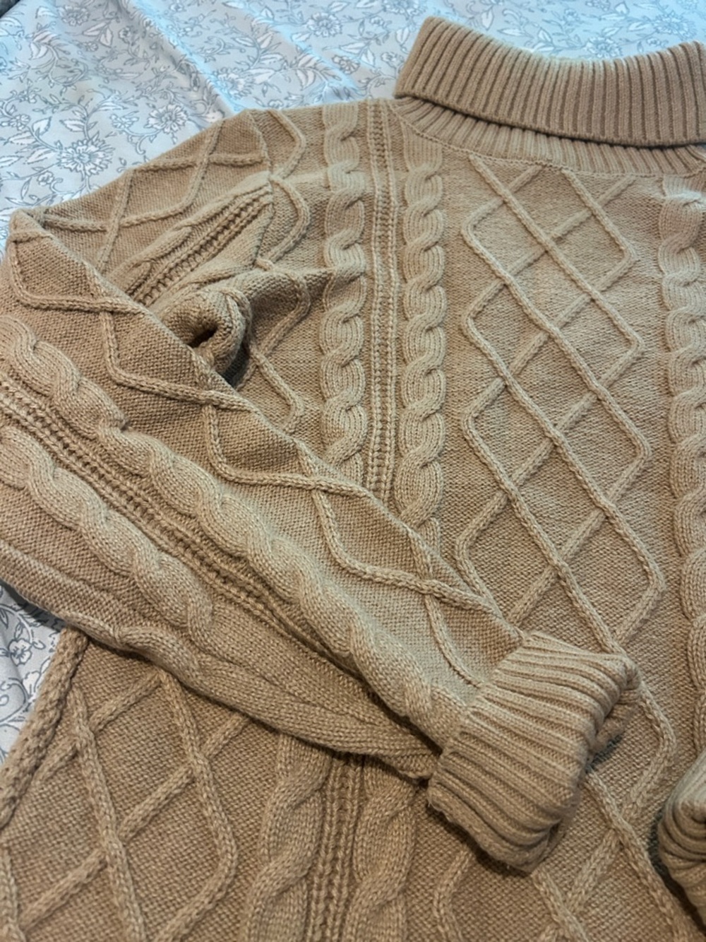 Francesca's Collections Camel Cable-Knit Turtleneck Sweater Dress - Picture 2 of 6
